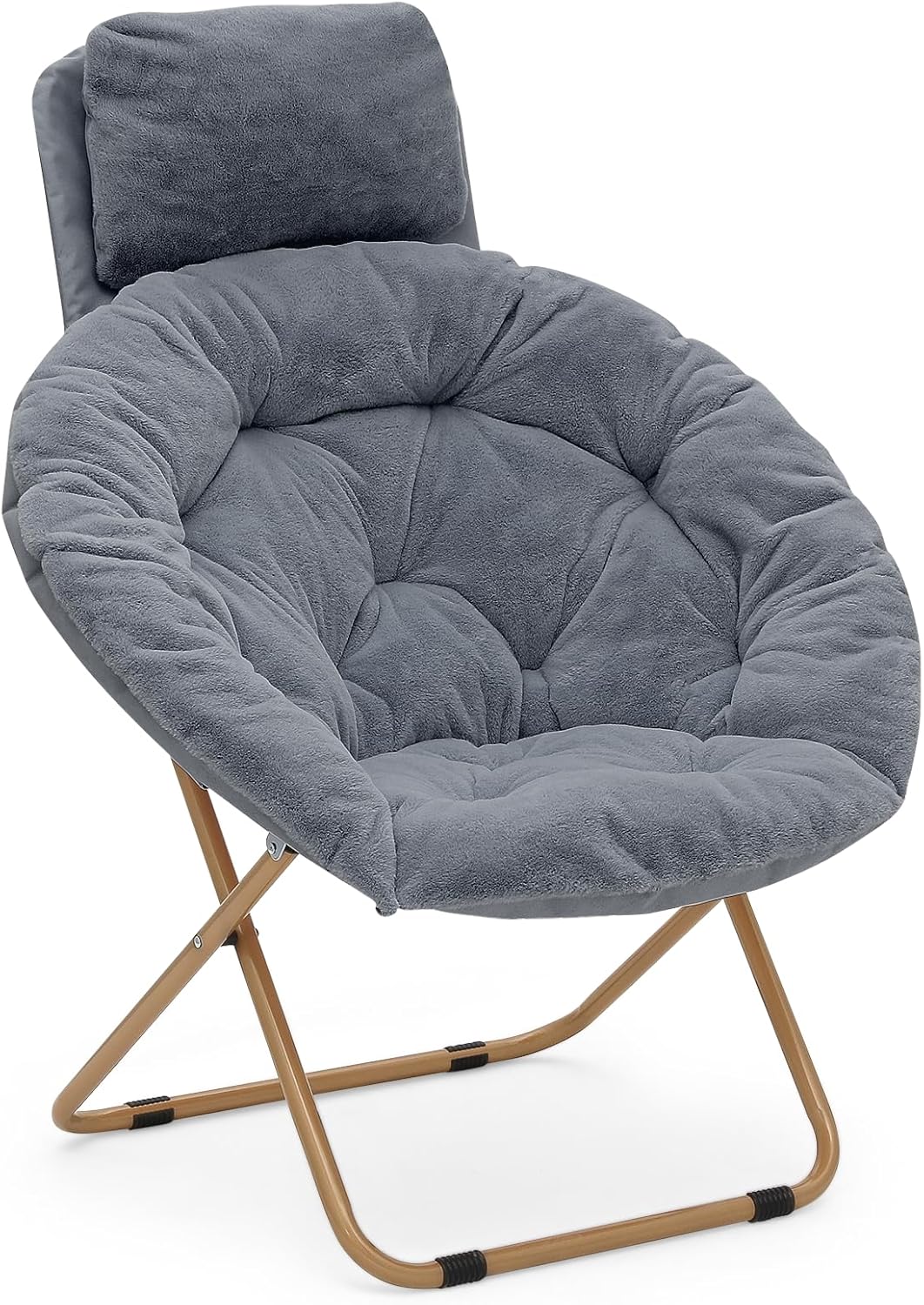 Round Folding Faux Fur Saucer Chair for Bedroom Living Room Dorm