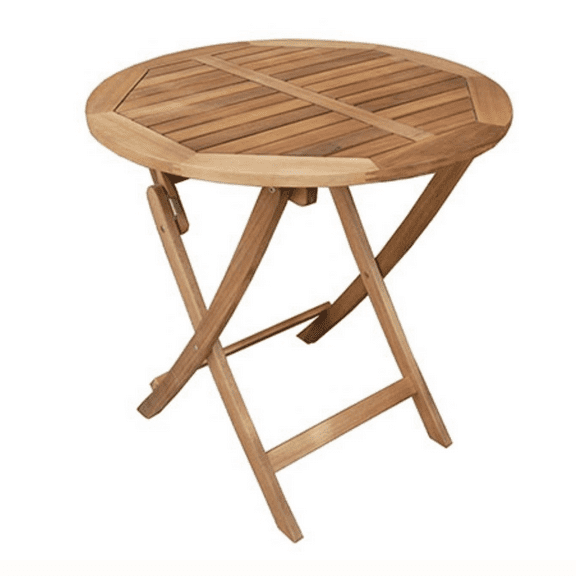Round Folding Indoor / Outdoor Patio Bistro Table, Foldable Acacia Wood Furniture