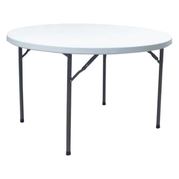 Round Folding Table 60 Inch Heavy Duty Plastic Banquet Table Granite White for Indoor Outdoor Events Catering and Parties