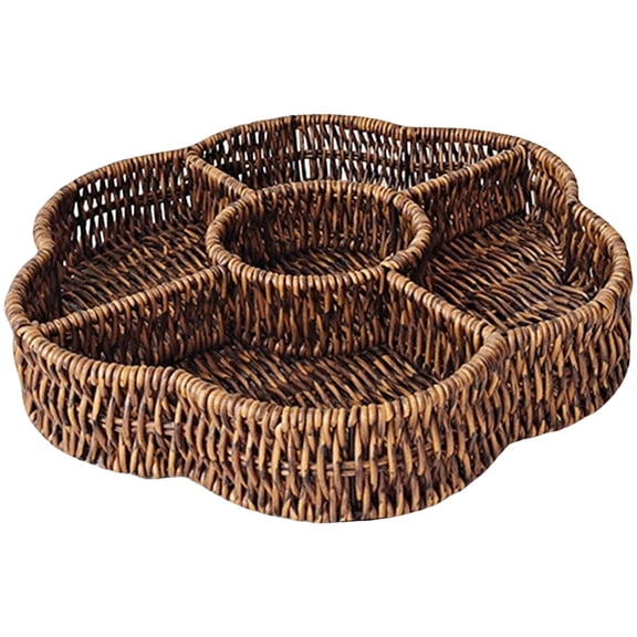 Round Food Basket, Dark Tone Plastic, Reinforced Rim For Holding Heavy Fruits And Household Sundries