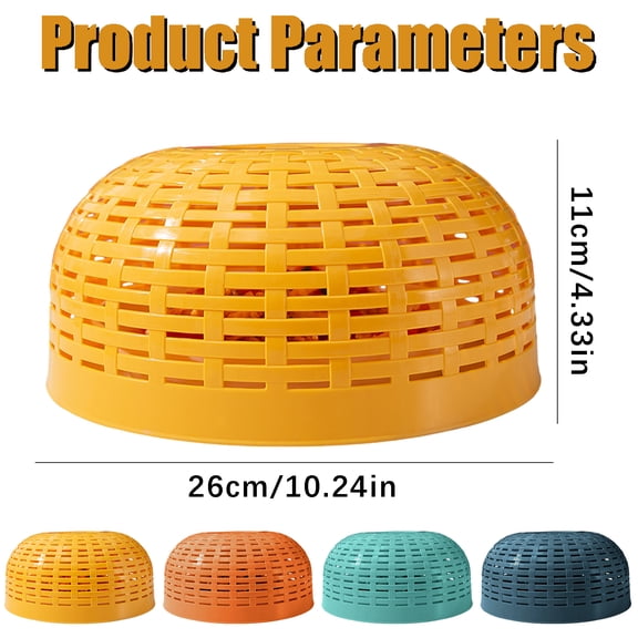 Round Food Cover for Outdoor Dining and Potluck Parties, Screen Mesh Strainer for Draining Pasta and Vegetables, Plastic Colander Basket for Kitchen Counter and Prep, Blue