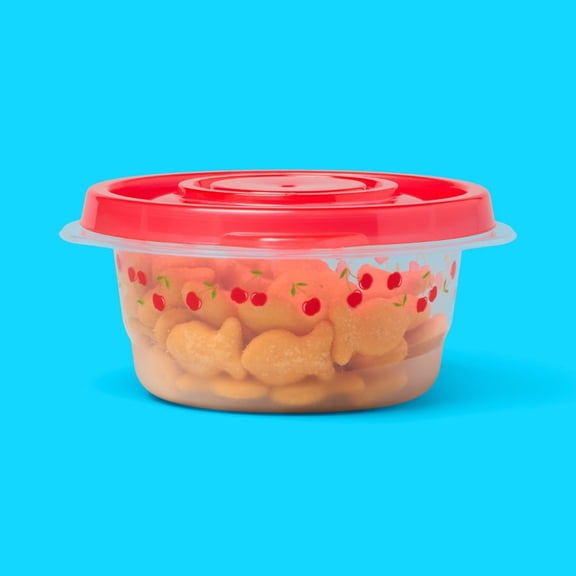 Round Food Storage Containers - Cherries - 7.5oz/4pk , Polypropylene Lids