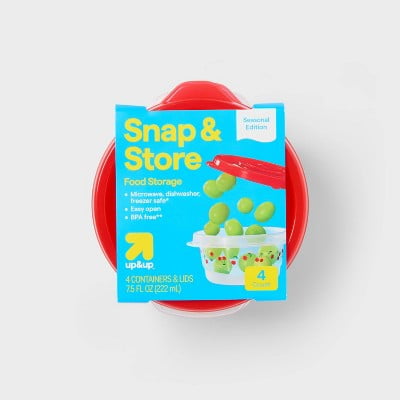 Round Food Storage Containers - Cherries - 7.5oz/4pk