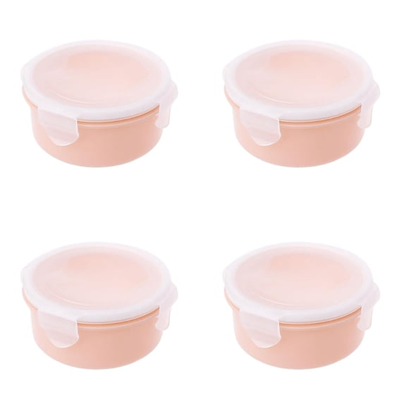 Round Food Storage Containers with Lids, Reusable Snap Lock Storage Containers for Refrigerator, Airtight Fridge Organizer for Meal Prep, Fruit, Vegetables, Leftovers, and Bento,Pink 4 Pcs