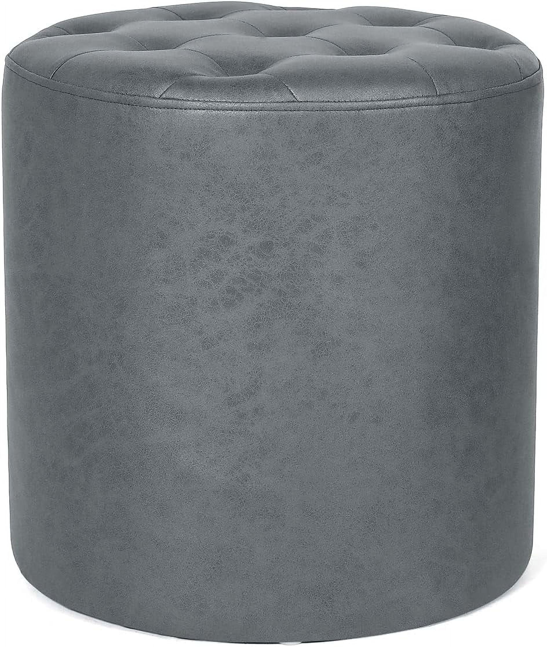 Round Footrest Ottoman Vanity Stool Upholstered Tufted Footstools For ...