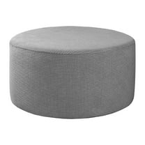 Round Footstool Cover Ottoman Slipcover Stretch Dustproof Footrest Protector Gray