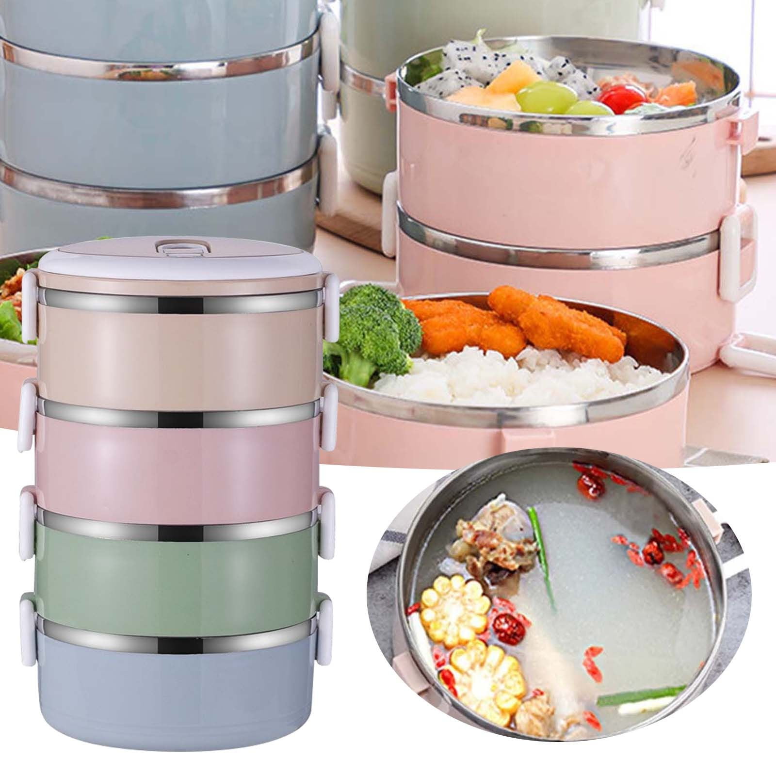 Round Four-Layer Lunch Box - Stackable Lunch Box Stainless Steel ...