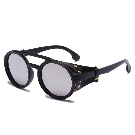 Round Frame Sunglasses Classic Punk Windproof Pilot Retro Fashion For Men And Women UV Protection Driving High