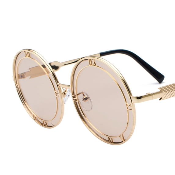 Adult Round Frame Sunglasses With Metal Design Fashion Glasses Resin Lenses UV400 Protection For All Day Wear Daily
