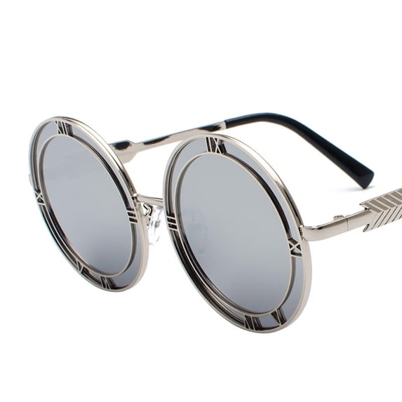 Adult Sunglasses Round Frame Metal Design Fashionable Sun Glasses with Strong Resin Lenses and UV400 Protection