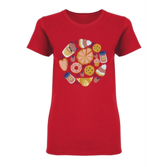 Round Frame With Bakery Design Shaped T-Shirt Women -Image by Shutterstock, Female Small