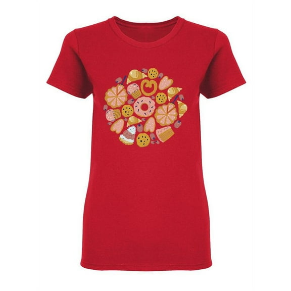 Round Frame With Bakery Shaped T-Shirt Women -Image by Shutterstock, Female Medium