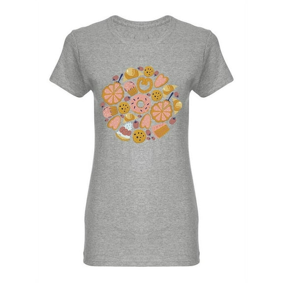 Round Frame With Bakery Shaped T-Shirt Women -Image by Shutterstock, Female Small
