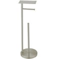 thumbnail image 1 of Round Free Standing Toilet Paper Holder with Top Storage Shelf in Brushed Nickel, 1 of 13