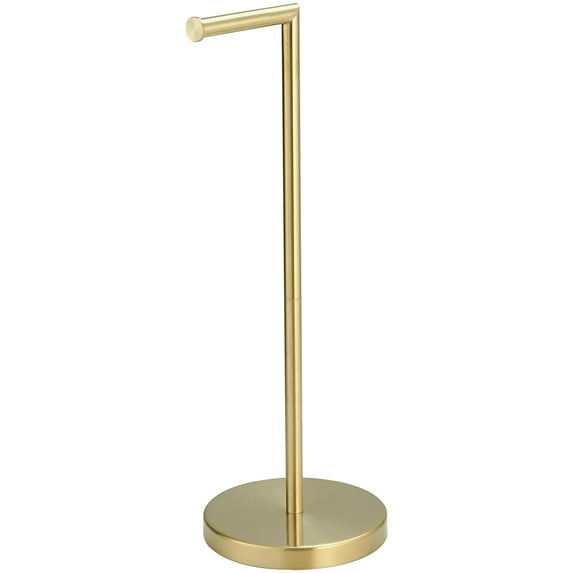 Round Freestanding Toilet Paper Holder in Brushed Gold