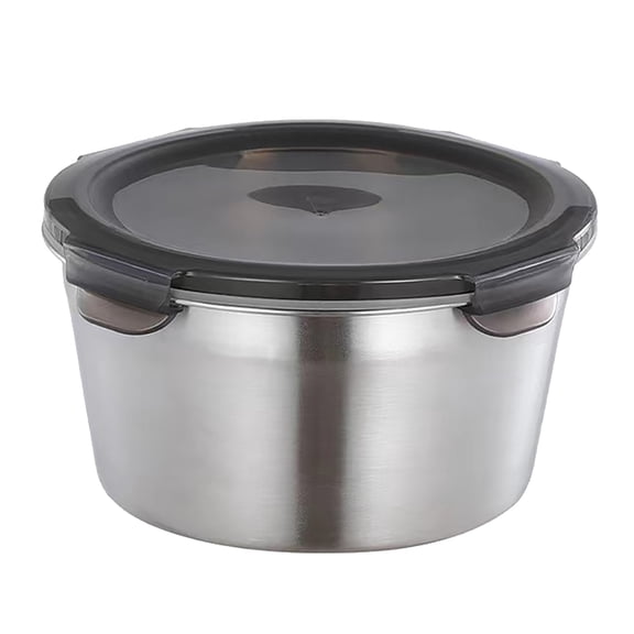 Round Fresh-Keeping Box Stainless Steel Household Refrigerator Storage Box Bento Lunch Box Food Preservation Bowl