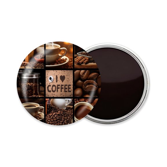 Round Fridge Magnets, 1Pcs 2.2in Cute Refrigerator Magnets Decorative for Whiteboard, Classroom, Locker, Kitchen, Birthday Gifts - A Heartfelt Collage of Coffee Related Imagery