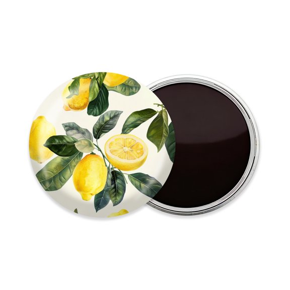 Round Fridge Magnets, 1Pcs 2.2in Cute Refrigerator Magnets Decorative for Whiteboard, Classroom, Locker, Kitchen, Birthday Gifts - Lemon Tree Branches with Lemons And White Flowers