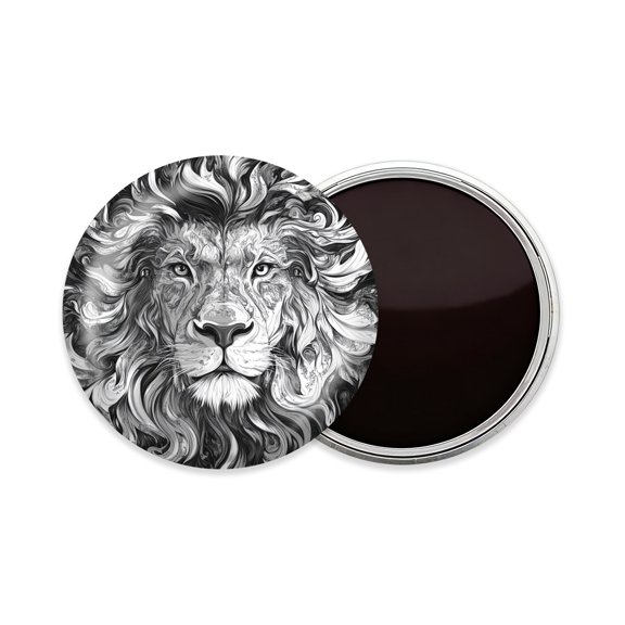 Round Fridge Magnets, 1Pcs 2.2in Cute Refrigerator Magnets Decorative for Whiteboard, Classroom, Locker, Kitchen, Birthday Gifts - Lion with Curly Mane
