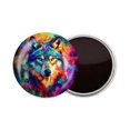 thumbnail image 1 of Round Fridge Magnets, 1Pcs 2.2in Cute Refrigerator Magnets Decorative for Whiteboard, Classroom, Locker, Kitchen, Birthday Gifts - Oil Painting of Colorful Wolf, 1 of 6