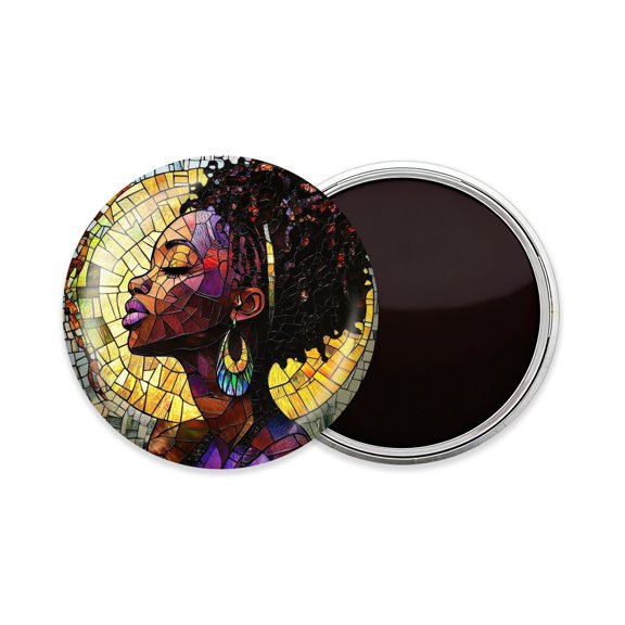 Round Fridge Magnets, 1Pcs 2.2in Cute Refrigerator Magnets Decorative for Whiteboard, Classroom, Locker, Kitchen, Birthday Gifts - Stained - Glass - Style Portrait of A Woman