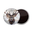thumbnail image 1 of Round Fridge Magnets, 1Pcs 2.2in Cute Refrigerator Magnets Decorative for Whiteboard, Classroom, Locker, Kitchen, Birthday Gifts - White Wooden Wall with Oil Painting of Deer Head, 1 of 6