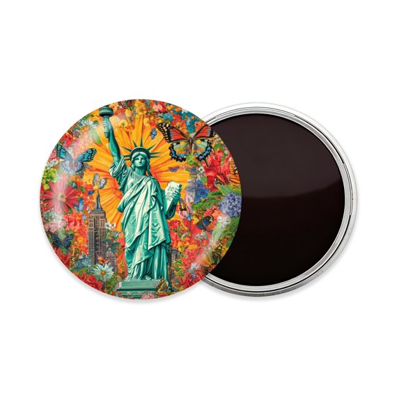 Round Fridge Magnets, 1Pcs 3in Cute Refrigerator Magnets Decorative for Whiteboard, Classroom, Locker, Kitchen, Birthday GiftsColorful Liberty - Flower Scene
