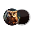 thumbnail image 1 of Round Fridge Magnets, 1Pcs 3in Cute Refrigerator Magnets Decorative for Whiteboard, Classroom, Locker, Kitchen, Birthday GiftsCute Owl Sitting on Tree Branch, 1 of 6