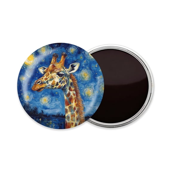 Round Fridge Magnets, 1Pcs 3in Cute Refrigerator Magnets Decorative for Whiteboard, Classroom, Locker, Kitchen, Birthday GiftsGiraffe Against A Starry - Night - Style Background