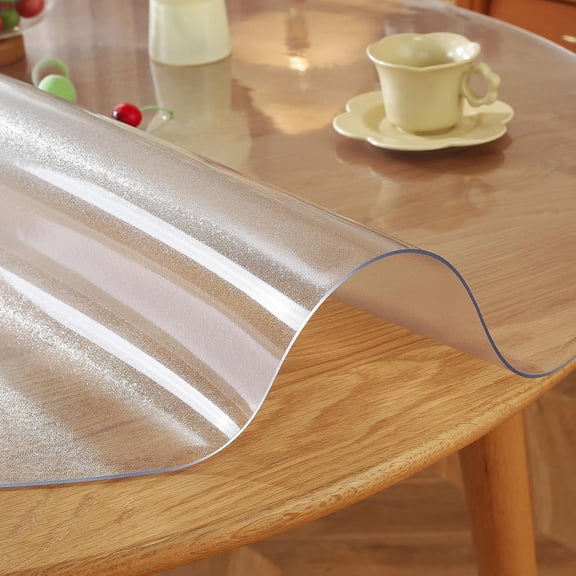 Round Frosted Table Cover Protector 54 Inch 2mm Thick Waterproof PVC Vinyl Tablecloth