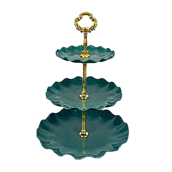 Round Fruit Cake Stand, 3 Tier Removable Dessert Stand Dessert Plates Cakes Fruit Cookie Candy Display Tower Serving Platter for Wedding Birthday Tea Party Decor[Green]