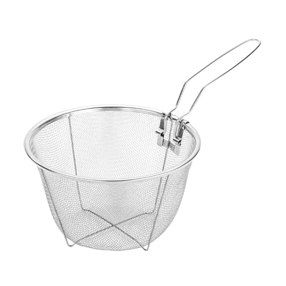 Round Fry Basket Stainless Steel Wire Mesh French Chip Deep Fry Basket Serving Food Presentation Tableware, Ideal for Home Cooking & Restaurant Use