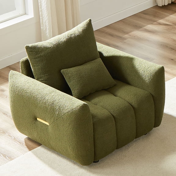 Round Full Army Green Sofa with Cushion Back / Ideal for Lounge and Chatting