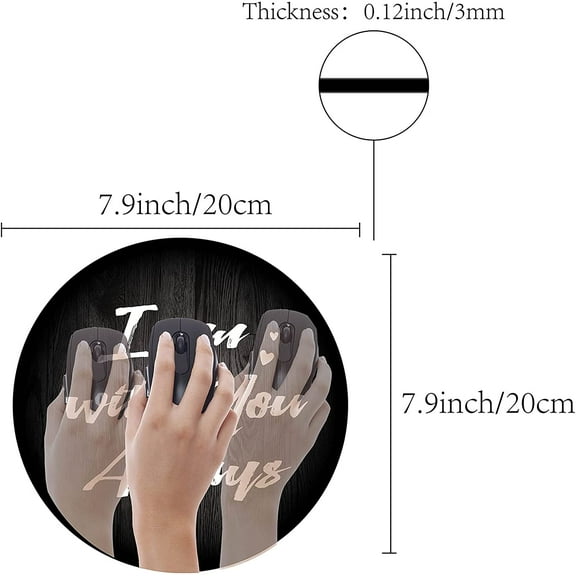 Round Funny Mouse Pads Waterproof Mouse Mat Pad Desk Accessories Stitched Edges Premium-Textured Non-Slip Rubber I Am with You Always Rectangle for Laptop Computer Office Gaming 7.9inch