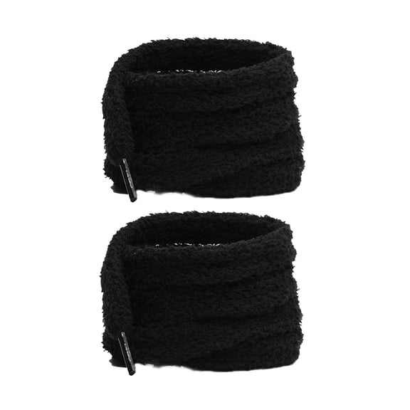 Round Fuzzy Shoe Laces, 1 Pair 47" Furry Sneakers Shoelaces - Soft Plush Material, Universal Fit for Sneakers Boots, Black Shoelace for Men Women Shoes, 5-6 Shoe Eyelets, Thick Sport Lace,Black