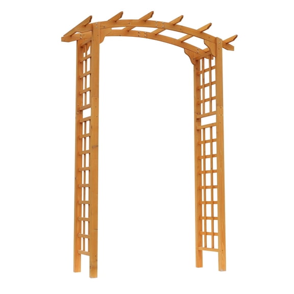 Round Garden Arbor 7.5 ft Wood Archway for Climbing Plants, Pergola Style Outdoor Arch for Weddings and Events