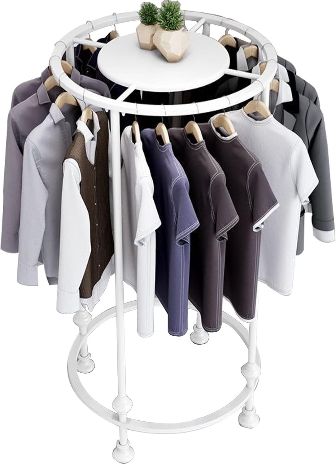 Round Garment Rack, Floor Standing Iron clothes Hanging Rack with ...