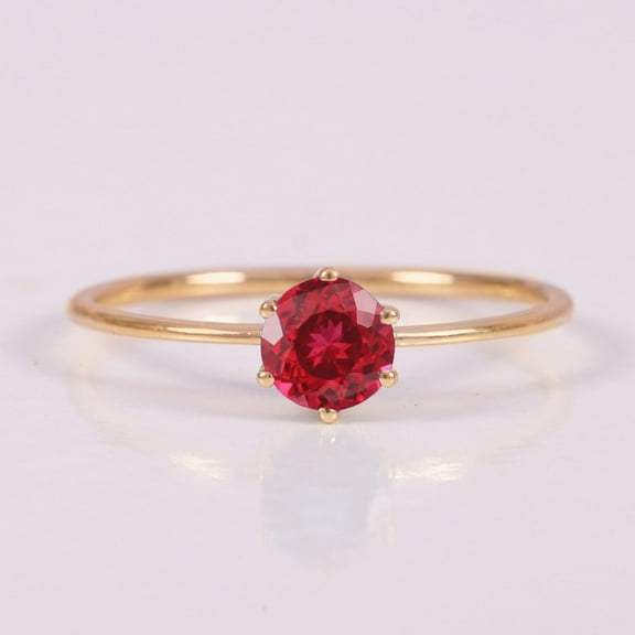 Round Garnet Brilliant Cut Wedding Ring, Danity Jewelry Ring, 925 Stariing Silver Ring, Anniversary Stacking Ring, Solitaire Ring, Christmas Day, Gift For Mother's Day, Unique Jewelry.
