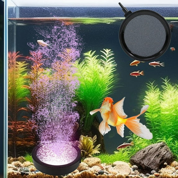 Round Gas Stones Disc Oxygen Diffuser for Aquarium and Hydroponics, 4.1in Airstone Aerator for Fish Tank, Landscaping, Dense Bubble Maker, Black