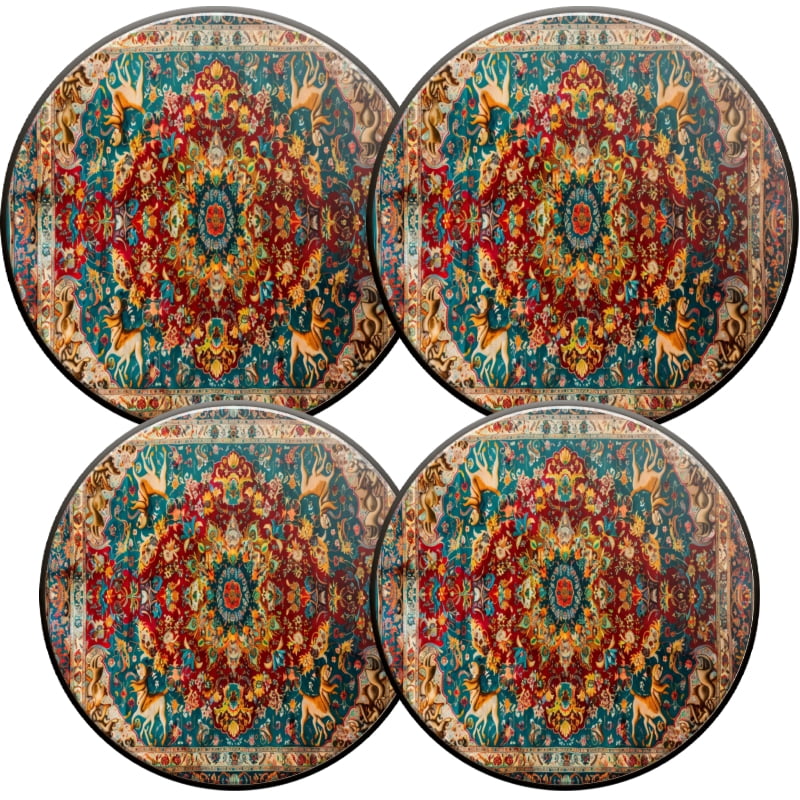 Round Gas Stove Burner Covers Set of 4, Vintage Boho Flowers Electric Stove Burner Covers Range Top for Expanding Counter Space for Kitchen, 8 Inches and 10 Inches