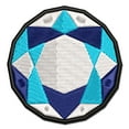 thumbnail image 1 of Round Gem Diamond Cut Jewelry Applique Multi-Color Embroidered Hook & Loop Patch - 3.5 Inch Large, 1 of 5