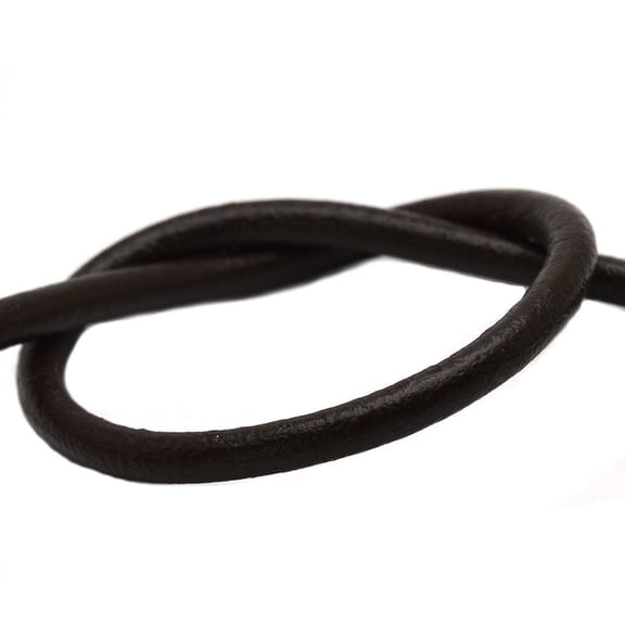 Round Genuine Leather Cord for Bracelet Making 6 mm - Real Leather Strip for Jewelry, Keychain, DIY Craft, Watch Band, Purse Strap 1.1 Yard (Brown)