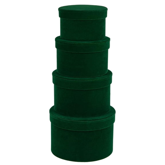 Round Gift Boxes with Lids for Presents Set of 4 Velvet Nesting Gifts Box for Arrangements Flowers Wedding Birthday Valentines Bridesmaid Party Anniversary