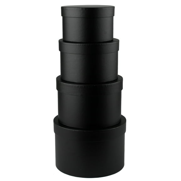 Round Gift Boxes with Lids Set of 4 Black Gift Box Nesting Gift Boxes for Presents Birthday Wedding Valentines Christmas Party Favor Boxes