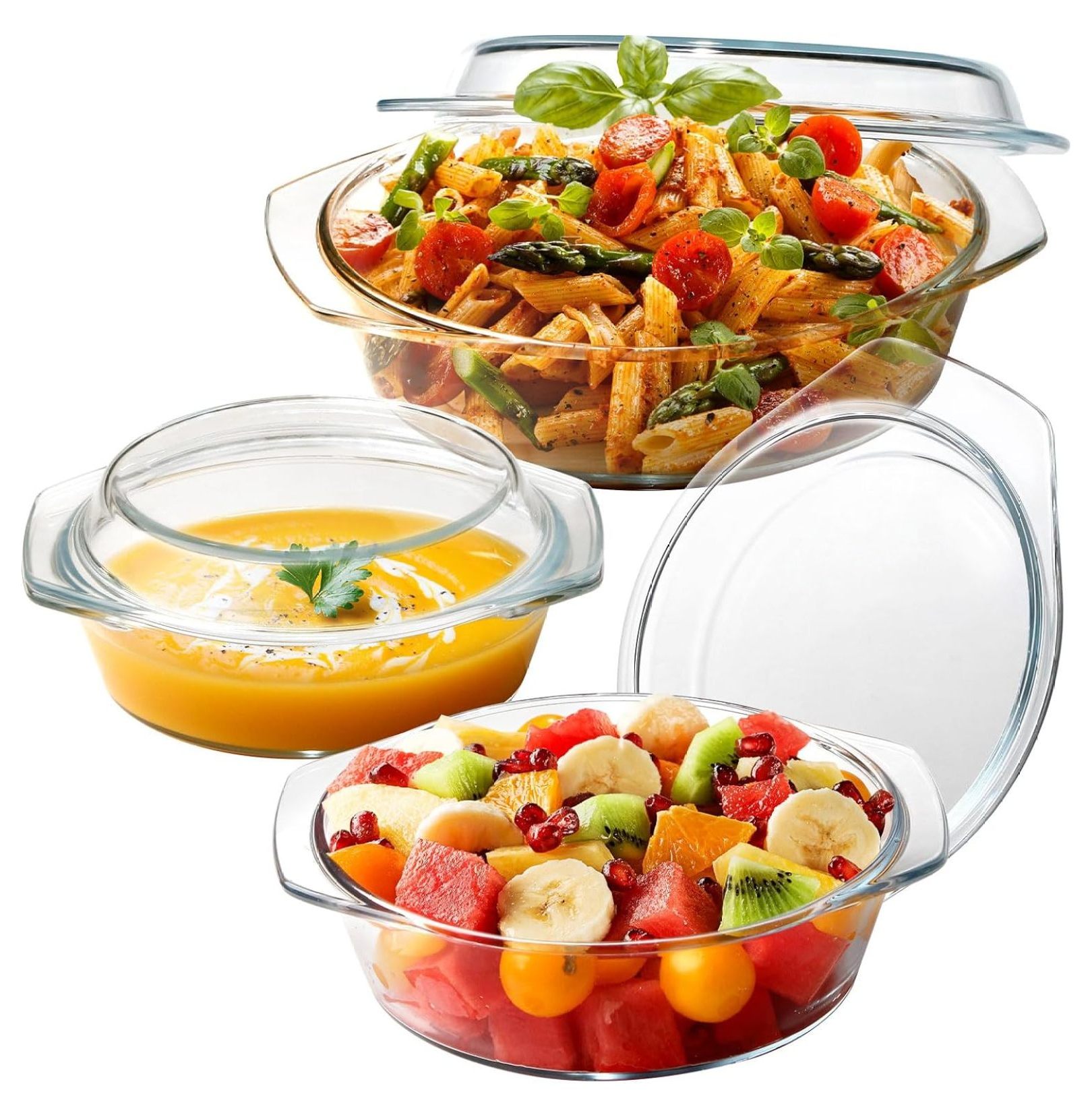 Round Glass Casserole Dish With Glass Lid Covered Glass Bakeware