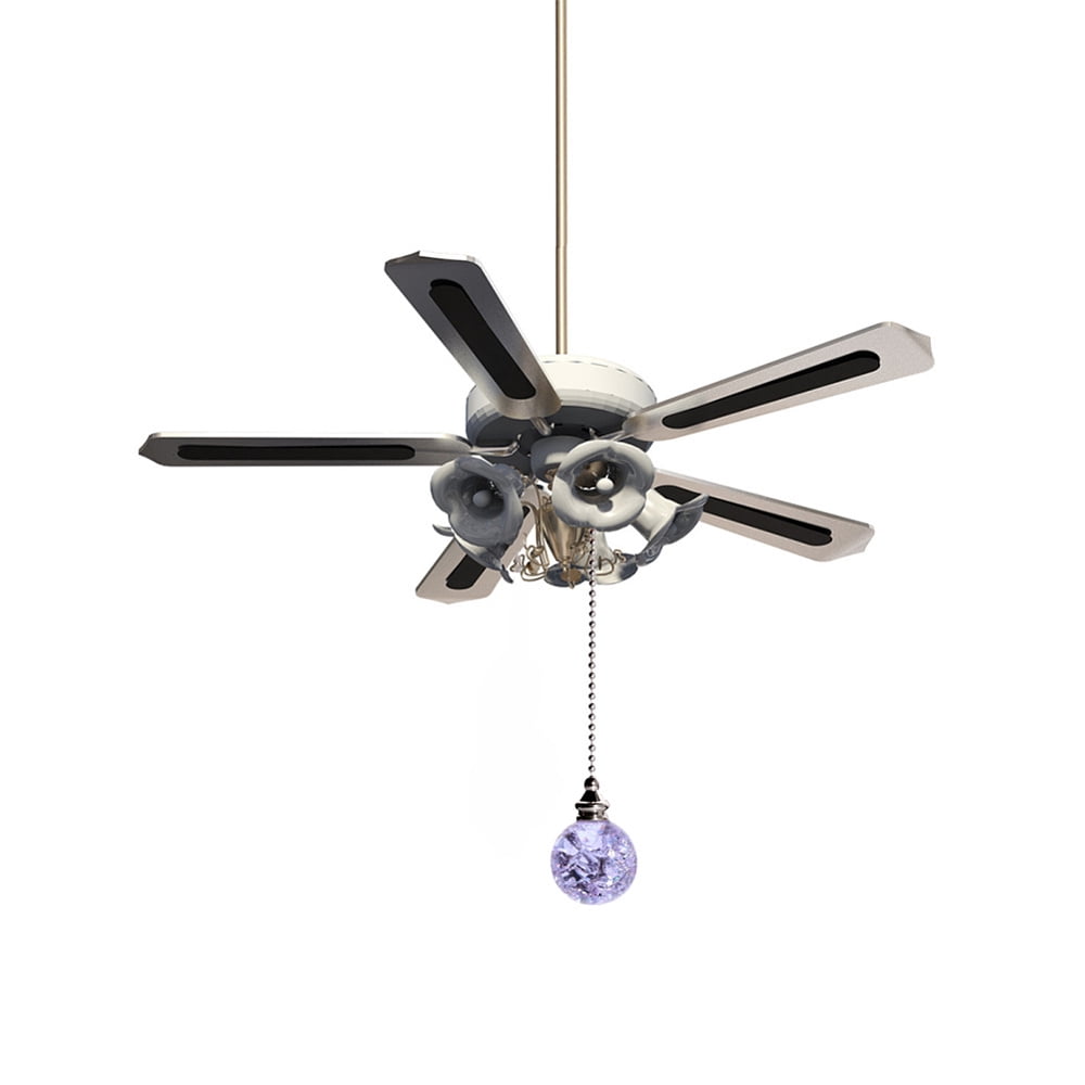 Round Glass Ceiling Fan Pull Chain Extenders with Iron Ball Chains Fan ...