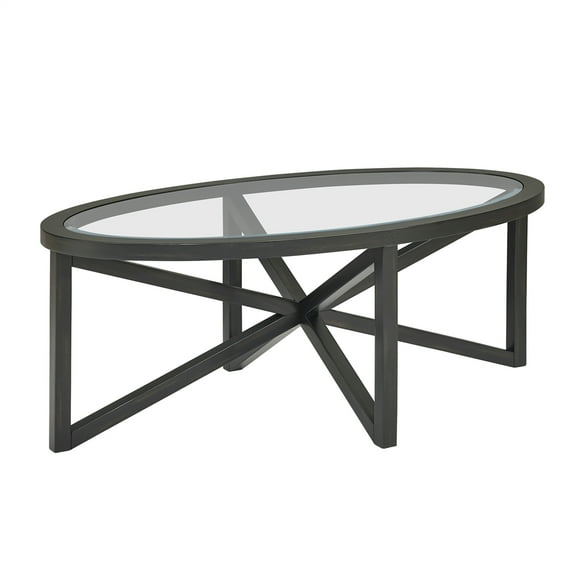 Round Glass Coffee Table, Coffee Tables For Living Room With Wood Tripod,Glass Top, Small Coffee Table For Living Room Office