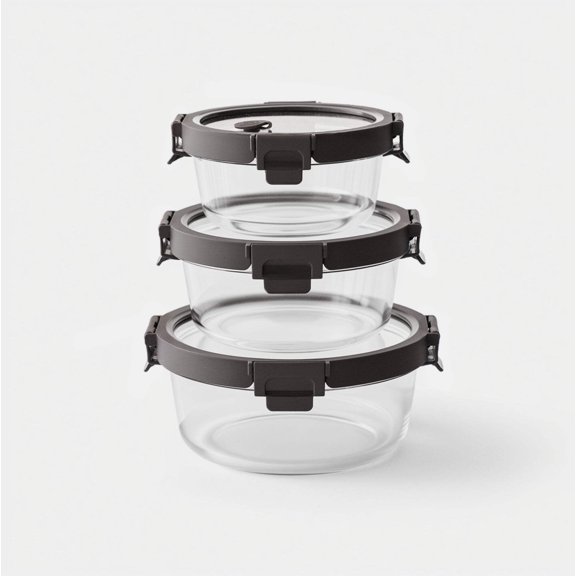 Round Glass Container Set (Espresso, 3-pc)