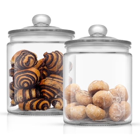 Brightware Glass Storage Jars with Airtight Lids – 63 oz – Set of 2
