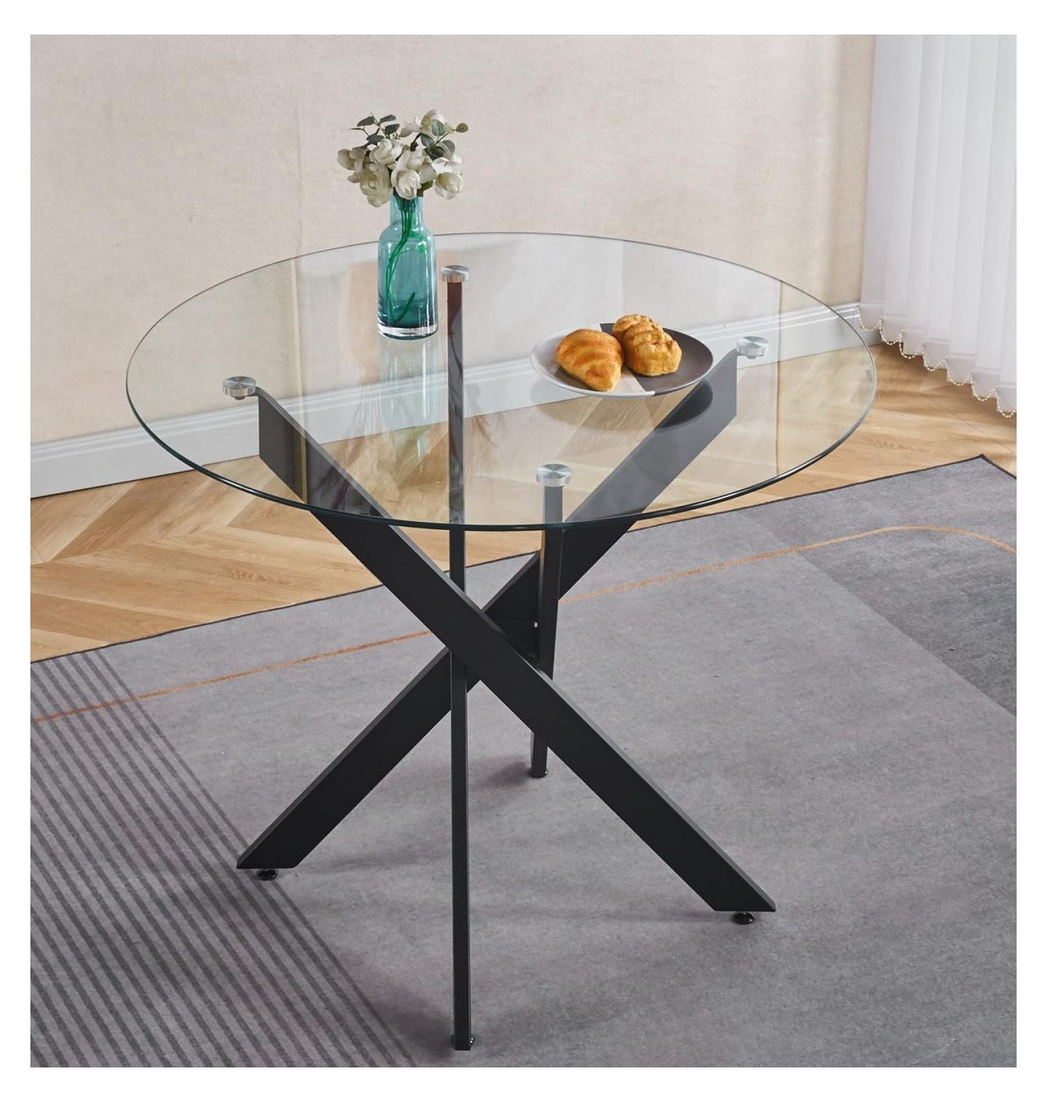 Round Glass Dining Table,36'' Glass Kitchen Dining Table for 2 4 with — free download